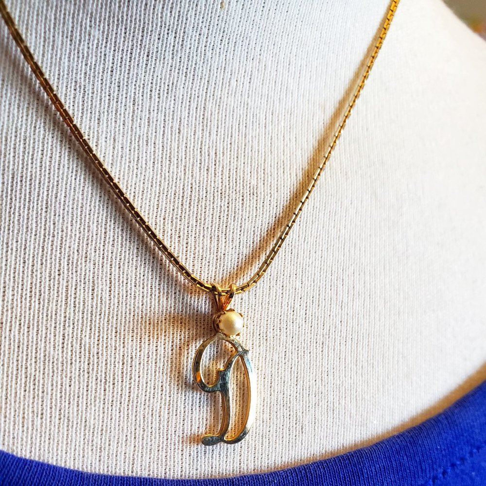 14" Gold Tone D Pendant Necklace Tony Alexander Jewelry Simple Letter Fashion